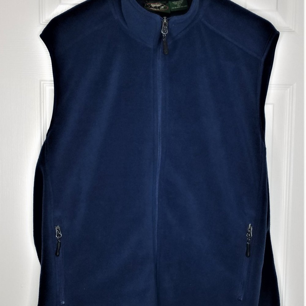 StillWater Fleece Vest Men Blue full Zip pocket size Large